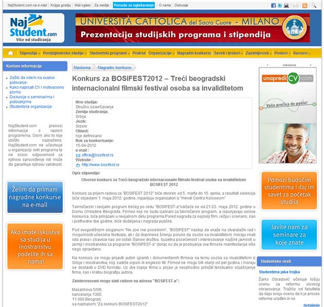 Najstudent.com - Konkurs za BOSIFEST2012